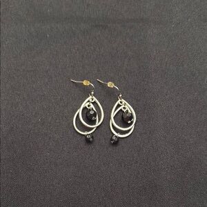 Cookie Lee Silver and Black Teardrop Earrings